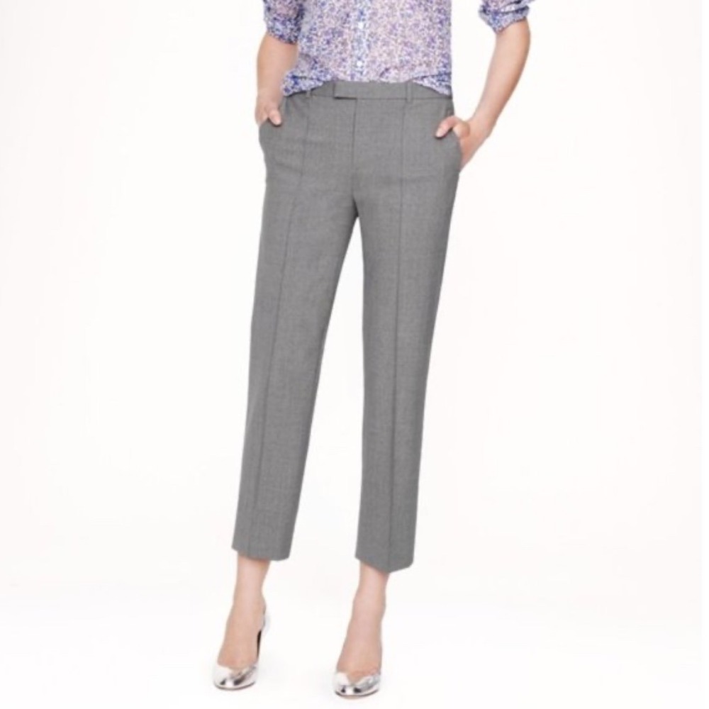 J.Crew Tollegno 1900 Italian Grey Wool Blend Tailored Career Crop Pants Work 6